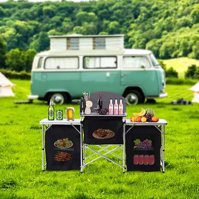 Outdoor Portable Camping Kitchen Station Kit Folding Camping Side Table 110lbs • $87.40