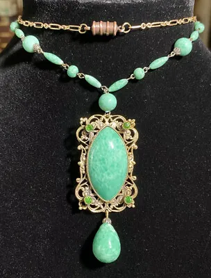 Vintage Art Deco Peking Glass Sautoir Necklace • $75