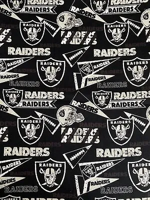 By The Yard 36x44 NFL LAS VEGAS RAIDERS Banners & Helmets 100% COTTON Fabric • $14.95