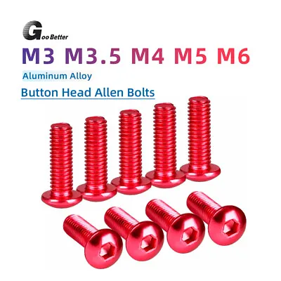 M3~M6 Aluminum Pan/Button Head Socket Cap Screws Allen Hex Bolts Anodizing Red • $2.95