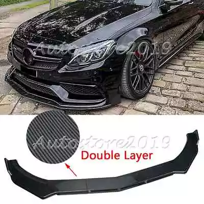 For Benz C180 C200 C230 C250 C300 Carbon Fiber Front Bumper Lip Splitter Body AS • $59.95