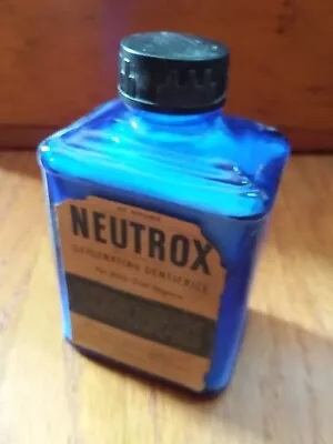 Antique RX Bottle Cobalt Blue Vick Apothecary Neutrox Dental Quackery Medicine • $17