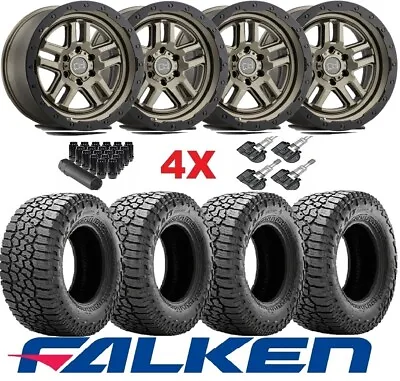 Bronze Wheels Rims Tires Package 275 55 20 Falken Wildpeak At3w Set Black Rhino • $2495