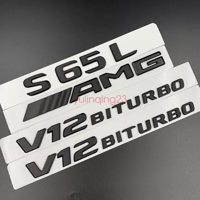 Matte Black S65L AMG V12 BITURBO Trunk Emblem Badge Sticker For Mercedes Benz • $37.99