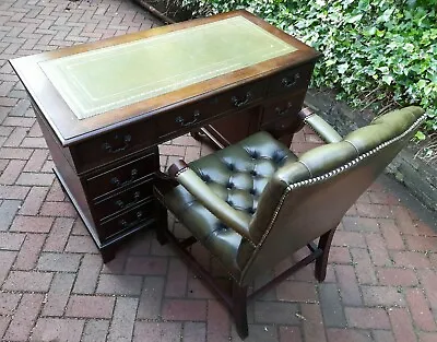 £125 • Buy Leather Top Vintage Pedastal Desk & Captains Chair