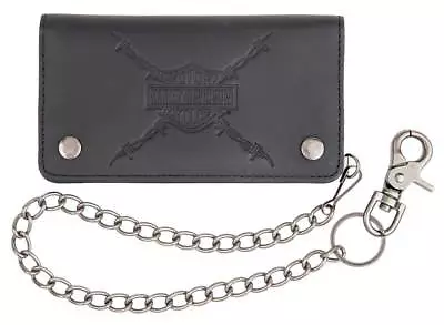 Harley-Davidson Men's Danger Zone Genuine Leather Biker Wallet HDMWA11215-BLK • $54.95