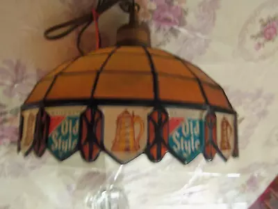 Vtg Heileman's Old Style Beer Hanging 10  Tiffany Style Light • $85