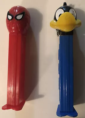 Vintage 1978 Daffy Duck Pez - 1989 Spiderman Pez - Marvel Pez - Looney Tunes Pez • $25