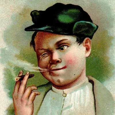 W.F. McLaughlin's Coffee Victorian Trade Card Man Smoking Cigar Tobacco Smoke • $39.99