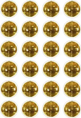 24 Gold Disco Ball Glitter 70's Music Cup Cake Toppers Edible Rice Wafer Paper • £2.95
