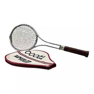 Vintage Wilson T2000 Steel Tennis Racquet Medium 4 1/2 With Cover Made In USA • $53.99