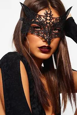 Ladies Eye Face Mask Foxy VENETIAN MASQUERADE HALLOWEEN PARTY LACE FANCY DRESS • £3.59