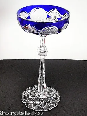 1 Faberge Czar Cobalt Blue Cased Cut To Clear Saucer Champagne Signed • $495