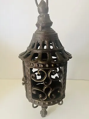 Vintage Japanese Original Cast Iron Flower Garden Lantern Rare Heavy • $299.99