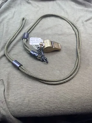 Official Military Brass Whistle And Lanyard.  Very Good Condition! • $17.99