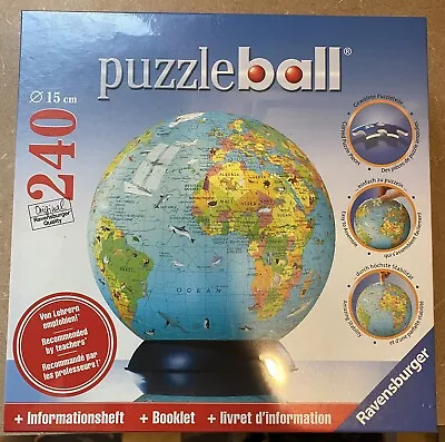 Ravensburger  Puzzle World Earth Ball  240 Plastic Pieces Stand Sealed In Box  • $25