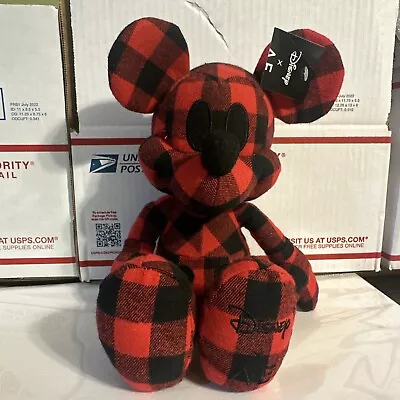 Disney AE Special Edition Mickey Mouse Plush Toy Red/Black Buffalo Plaid • $12.50