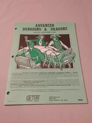 Vintage Advanced Dungeons And Dragons Permanent Character Folder Very Fine • $59.99