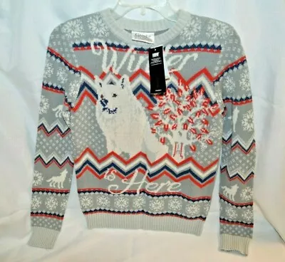 $29.98 • Buy Women's SZ XS Christmas Sweater Game Of Thrones Winter Is Here White Wolf NWT