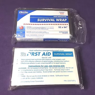 Lot Of 2  Heat Reflective Emergency Wraps Survival Blankets New  Size 52 X 84 • $9.99