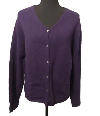 New Vintage Charter Club 100% Lambswool Cardigan Purple Size Large • $24.99
