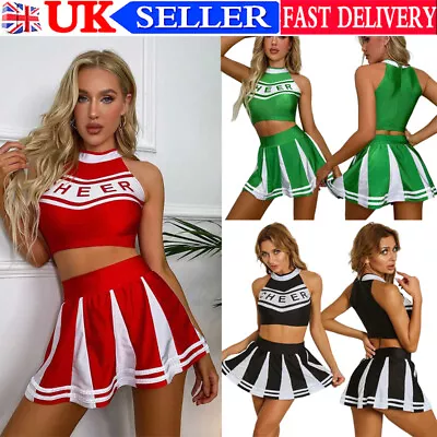 Women's Cheer Leader Costume Uniform Two Piece Cheerleading Fancy Dress Outfits • £6.01