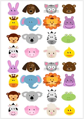 32x Zoo Wild Farm Animals Cupcake Toppers Edible Wafer Paper Fairy Cake Toppers • £2.59