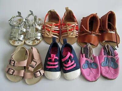$21.99 • Buy Lot 6 Baby Girl 0-12m Shoes Sandals Old Navy First Steps Bobux Soft-Sole Leather