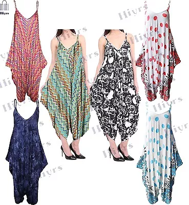 £8.85 • Buy Womens Jumpsuit Printed Cami Lagenlook Baggy Harem Playsuit Dress Lot Plus Size