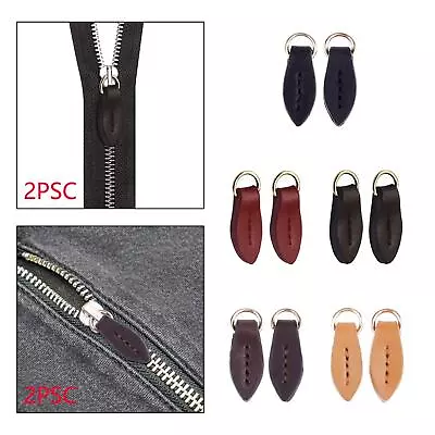 Leaf Shape Zipper Pull Tabs PU Leather Zip Pullers For Purse Jackets Clothes • $13.52