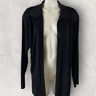 Misook Cardigan Top Womens Large Black Open Front Sleeve Work Career Office F208 • $24.95