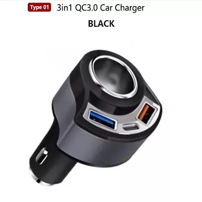 12V Dual USB Type C PD Fast Charger Car Cigarette Lighter Socket Splitter Plug • £9.98