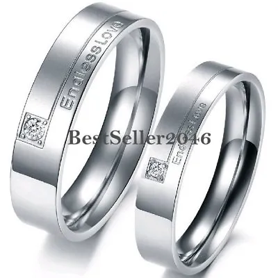 Endless Love Stainless Steel Couples Wedding Band Ring For Engagement Promise • $7.99