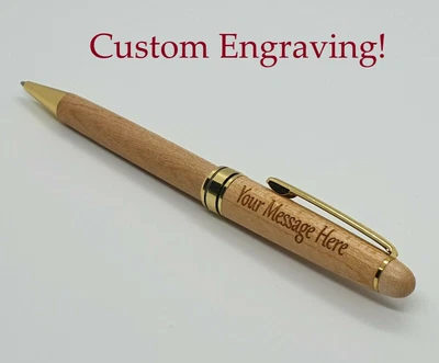 £8.49 • Buy Personalised Engraved Wooden Black Ballpoint Pen  | Gift