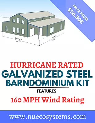 46 X 50 HURRICANE RATED Barn Style Barndominium Kit • $56808