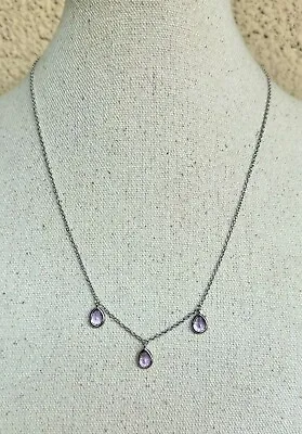 New Judith Ripka Sterling Silver Amethyst Water Colors Drop Necklace 4.1 Gr #4 • $129.99