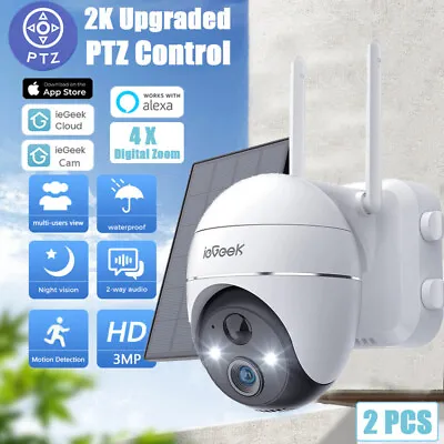 IeGeek 360° Wireless Security Camera PTZ WiFi IP Solar Powered CCTV Home Outdoor • £117.48