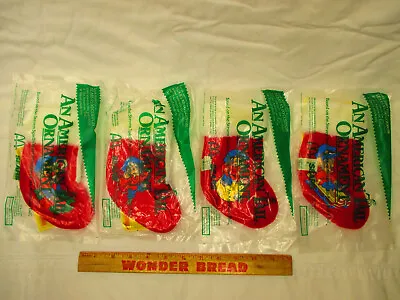 McDONALD'S 1986 AN AMERICAN TAIL FIEVEL 7” CHRISTMAS STOCKING ORNAMENTS SET Of 4 • $15