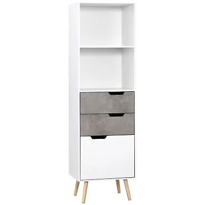 £51.99 • Buy HOMCOM Sideboard Storage Cabinet, Slim Accent Cupboard With Drawers Light Grey