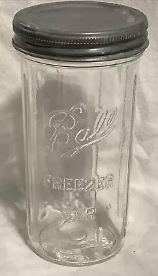 Vintage BALL Refrigerator FREEZER Glass Canning Jar W/ Plain Zinc Cap Lid • $24.97