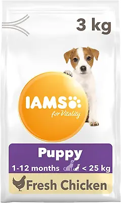IAMS Complete Dry Dog Food For Puppy Small And Medium Breeds With Chicken 3 Kg • £15.51