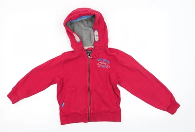 £5 • Buy NEXT Boys Red  Cotton Full Zip Hoodie Size 6 Years   - Faux Sheep Fur Lined Hood