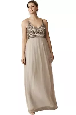 Anthropologie X BHLDN Vilette Dress Womens Size 4 Fog Gray $245 • $112.46