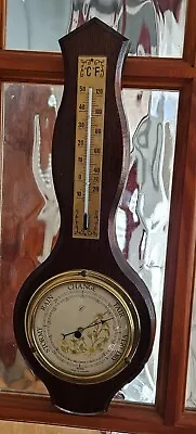 Pretty Vintage Barometer Thermometer Working. 37cm Long -C14 • £14.99