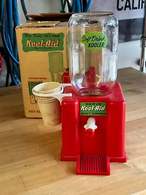 Vintage Kool-Aid Soft Drink Kooler Self Serve Dispenser W/ Cup Holder Red & Box • $49.99