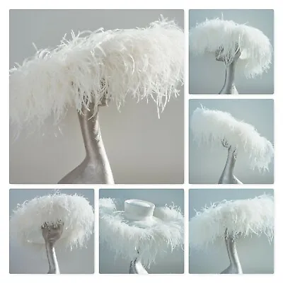 £305 • Buy Ivory Extra Large Feature Hat Ostrich Feather Boa Ascot-made To Order 21 Days
