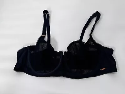 M&S Autograph Bra Underwired Nonpadded Full Cup Lace Bra Size 38B Navy Blue • £7