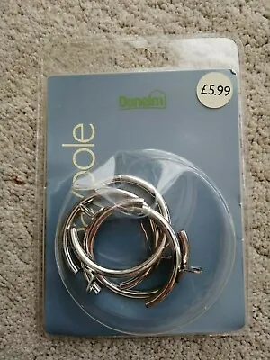 £3.99 • Buy NEW Satin Steel Bay Window Passing Curtain Pole Rings By Dunelm Mill