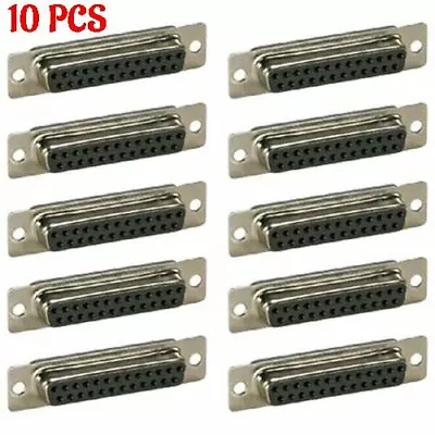 10 Pcs DB25 25-Pin Female D-SUB Solder Cup Connector RS232 Adapter Plug Assembly • $10.95