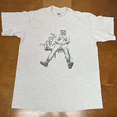 Vintage Stussy Shirt Extra Large Gray Astronaut Streetwear USA Made • $179.95